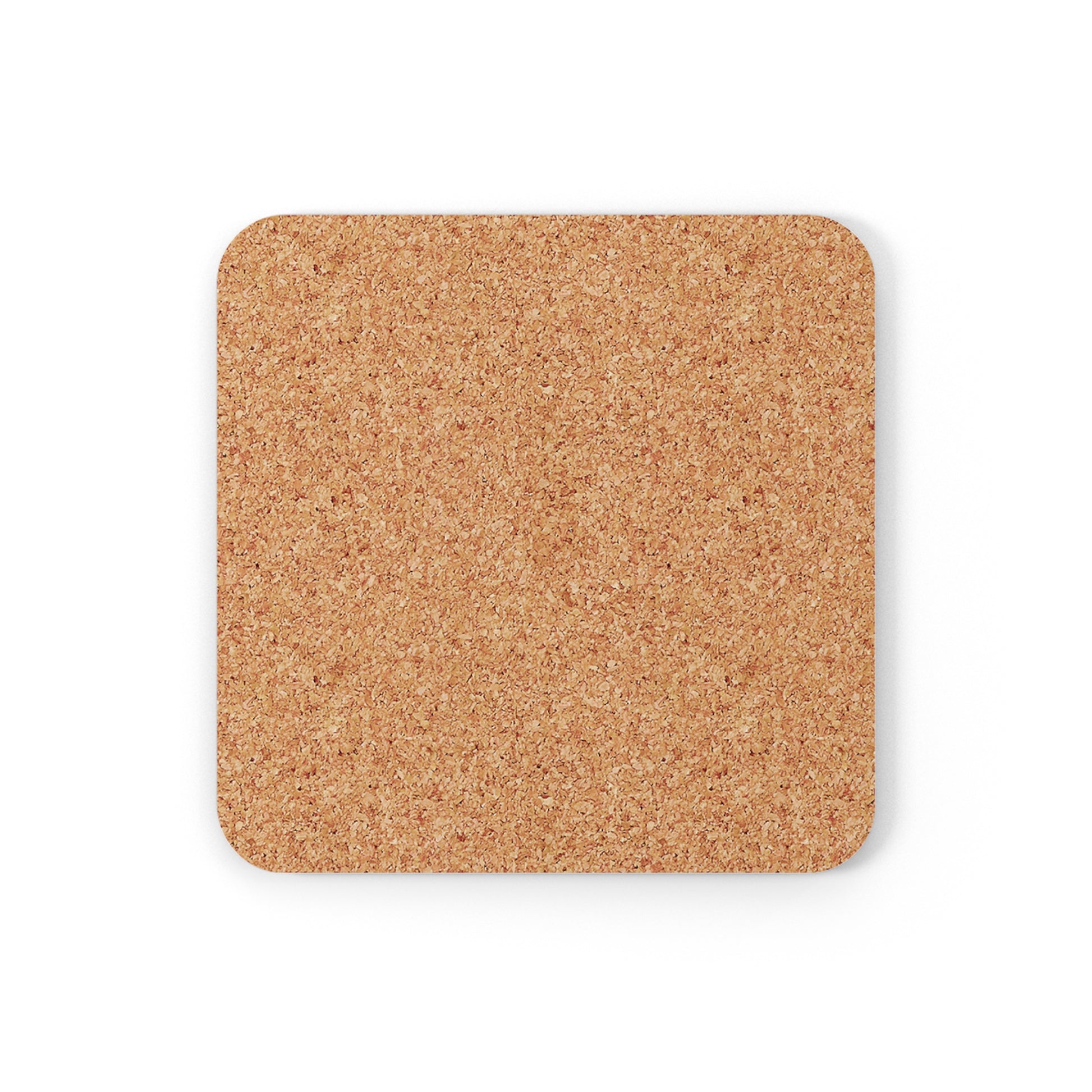 back view of cork "Vegan AF" square blue coaster with smile white background