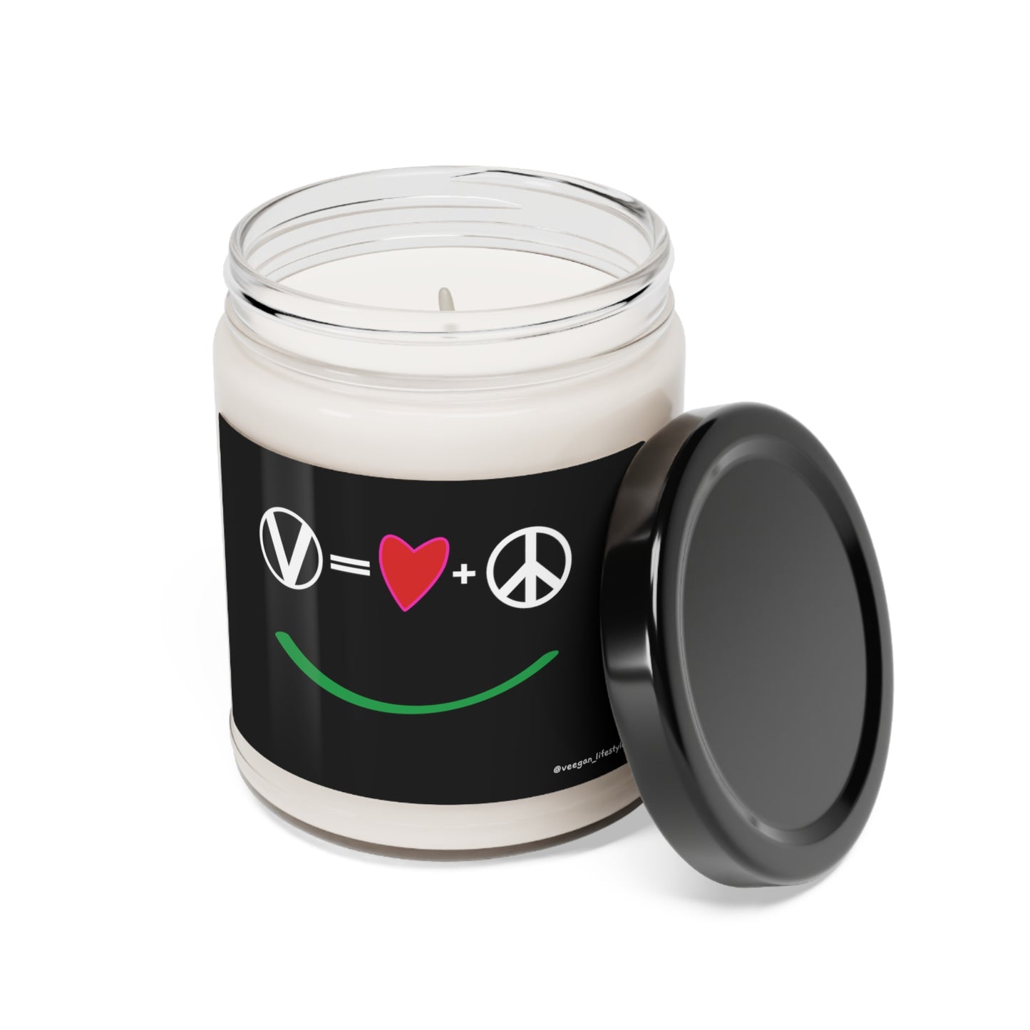 "Vegan = Love + Peace" - Scented Soy Candle, 9oz (3 available scents)