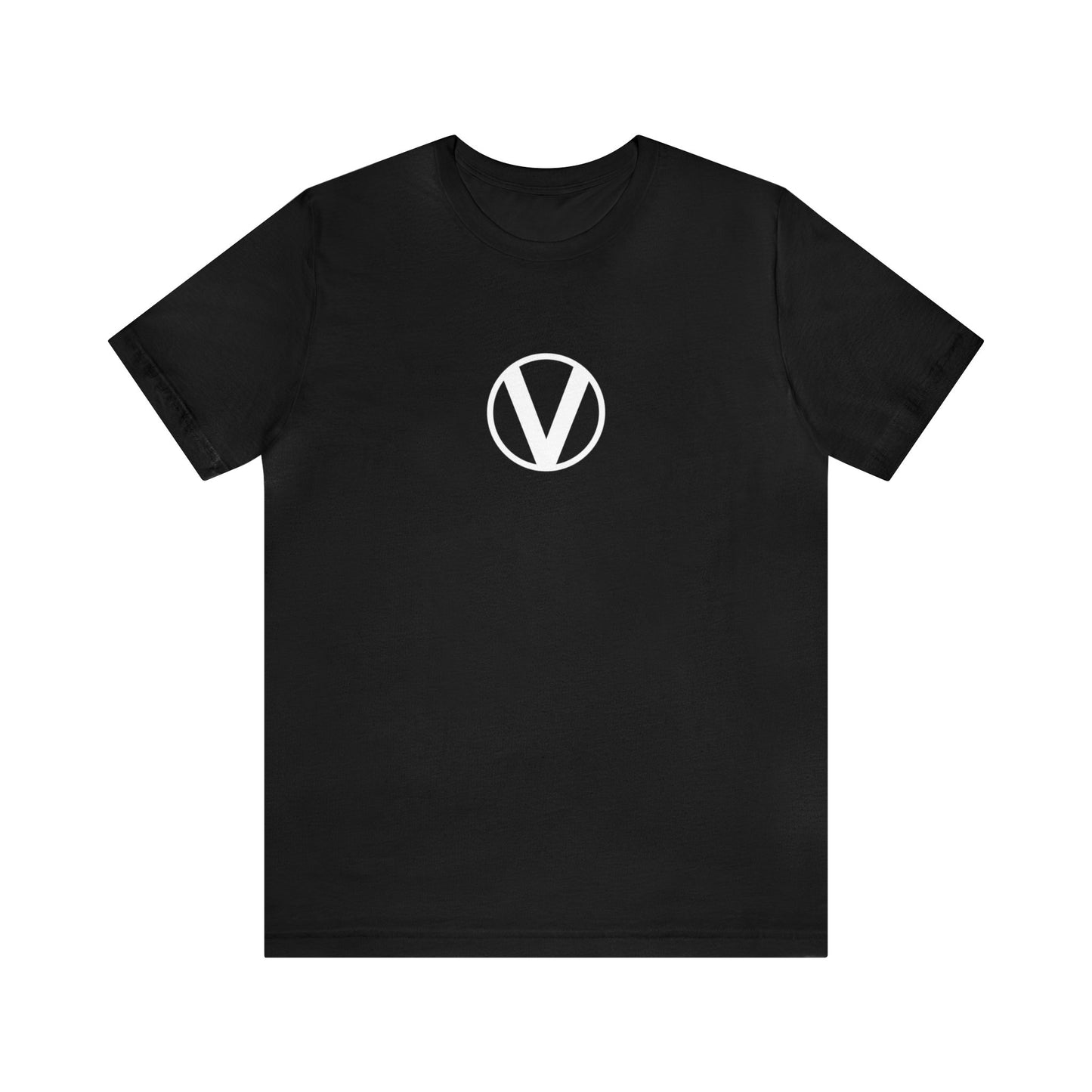 circled v vegan v symbol tee front