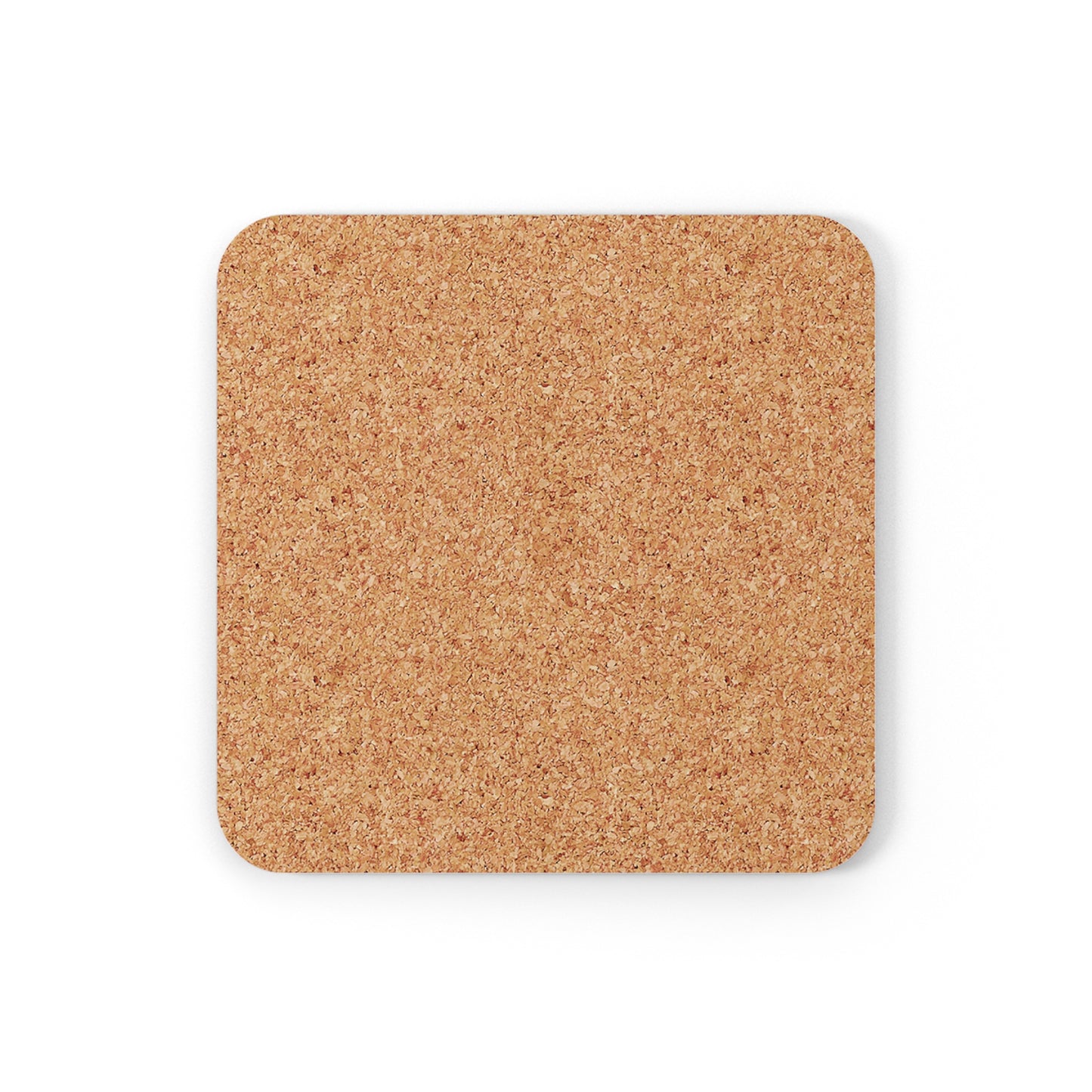 back cork view "Wanna Go Vegan?" blue cork square coaster on white background