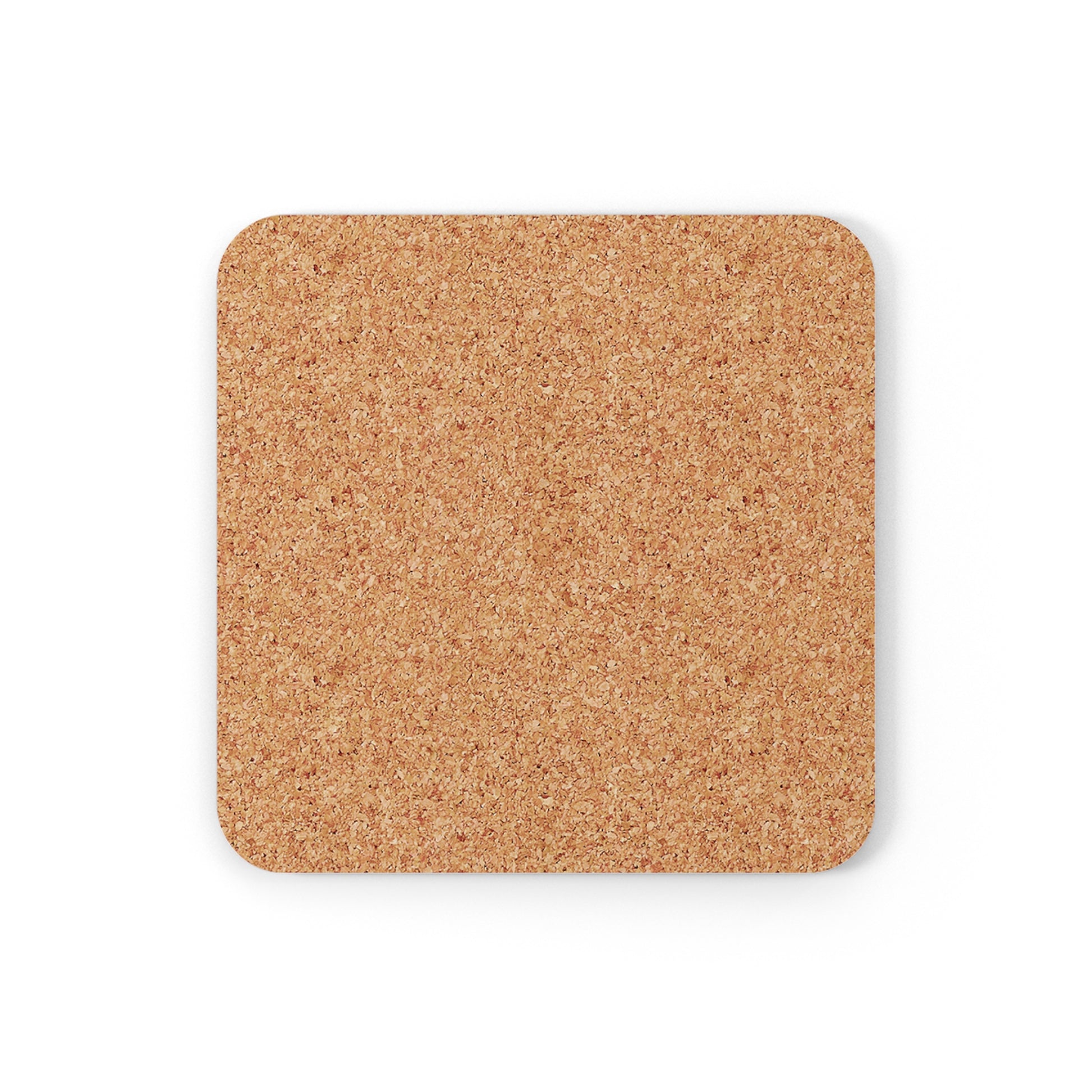 back cork view "Wanna Go Vegan?" blue cork square coaster on white background