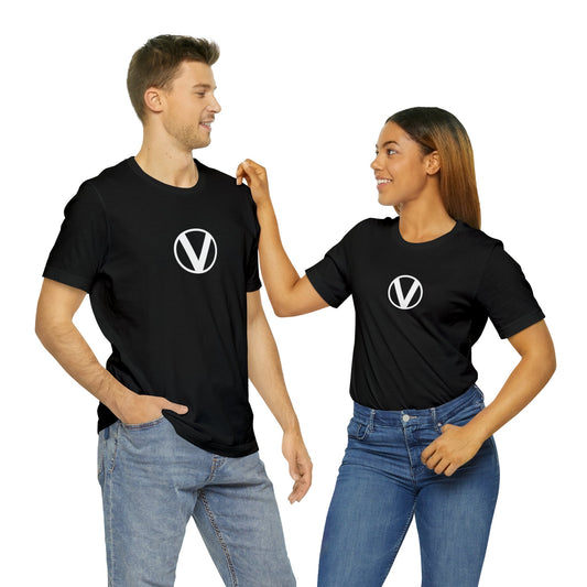 circled v vegan v symbol tees on models