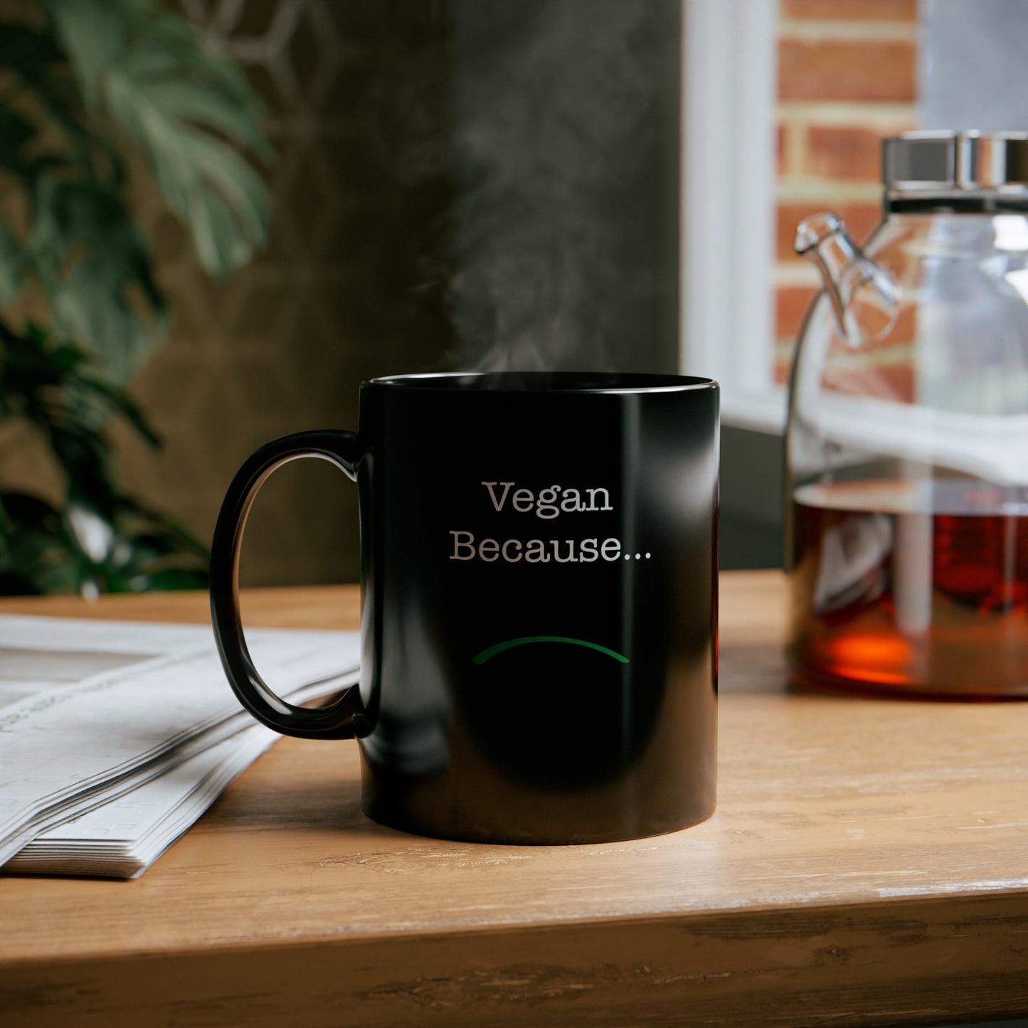 "Vegan Because...20,000 Animals Have Been Slaughtered Since You Began Reading This" 11oz Black Mug