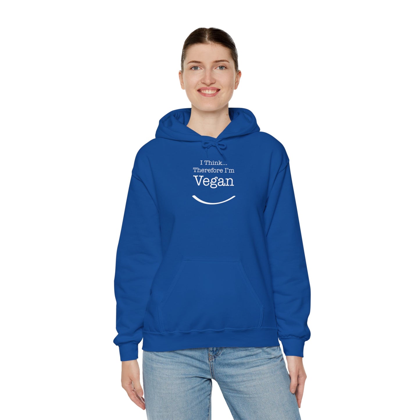 front "i Think Therefore I'm Vegan" blue on white female