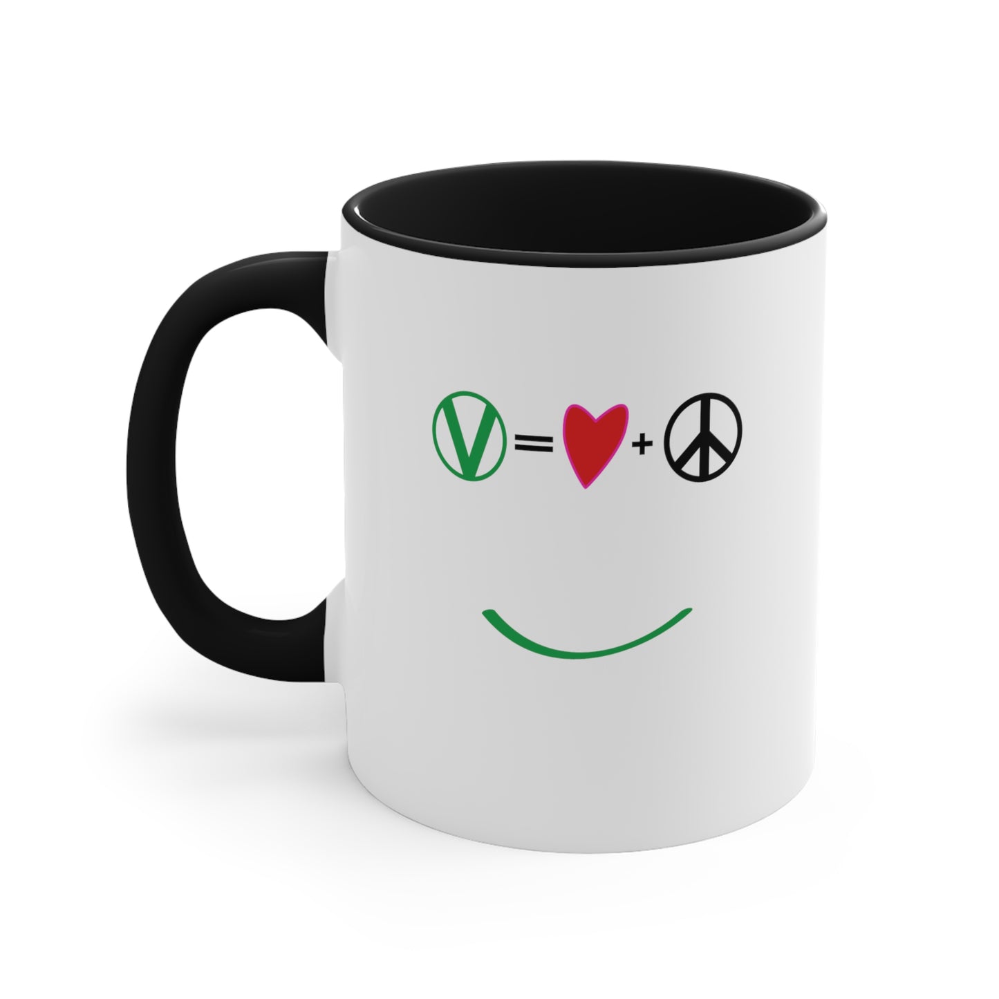 "Vegan = Love + Peace" - Accent 11 oz. Coffee Mug