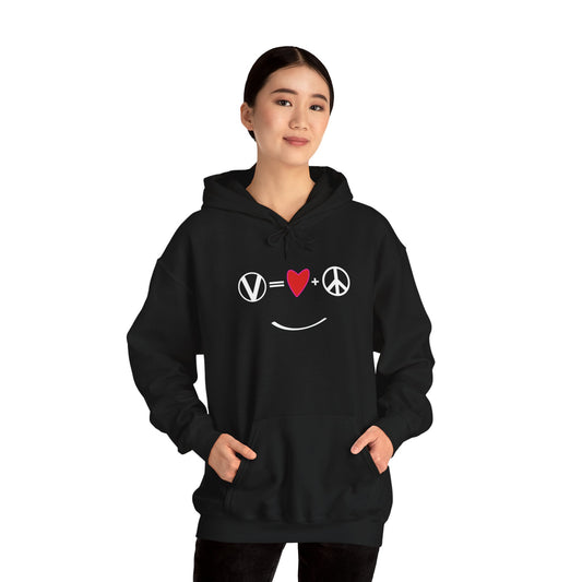 "Vegan = Love + Peace" Unisex Heavy Blend™ Hooded Sweatshirt