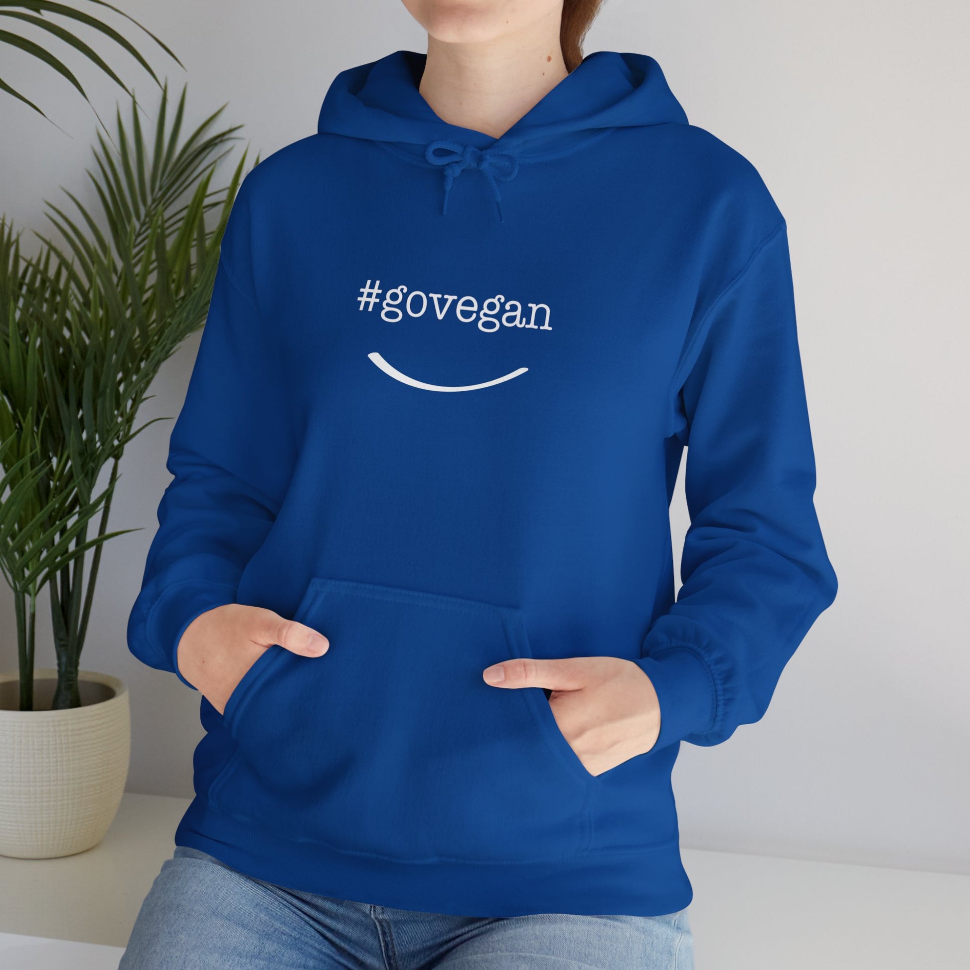 #govegan blue hoodie female lifesytyle