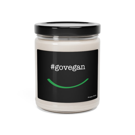 front view #govegan scented candle on white background