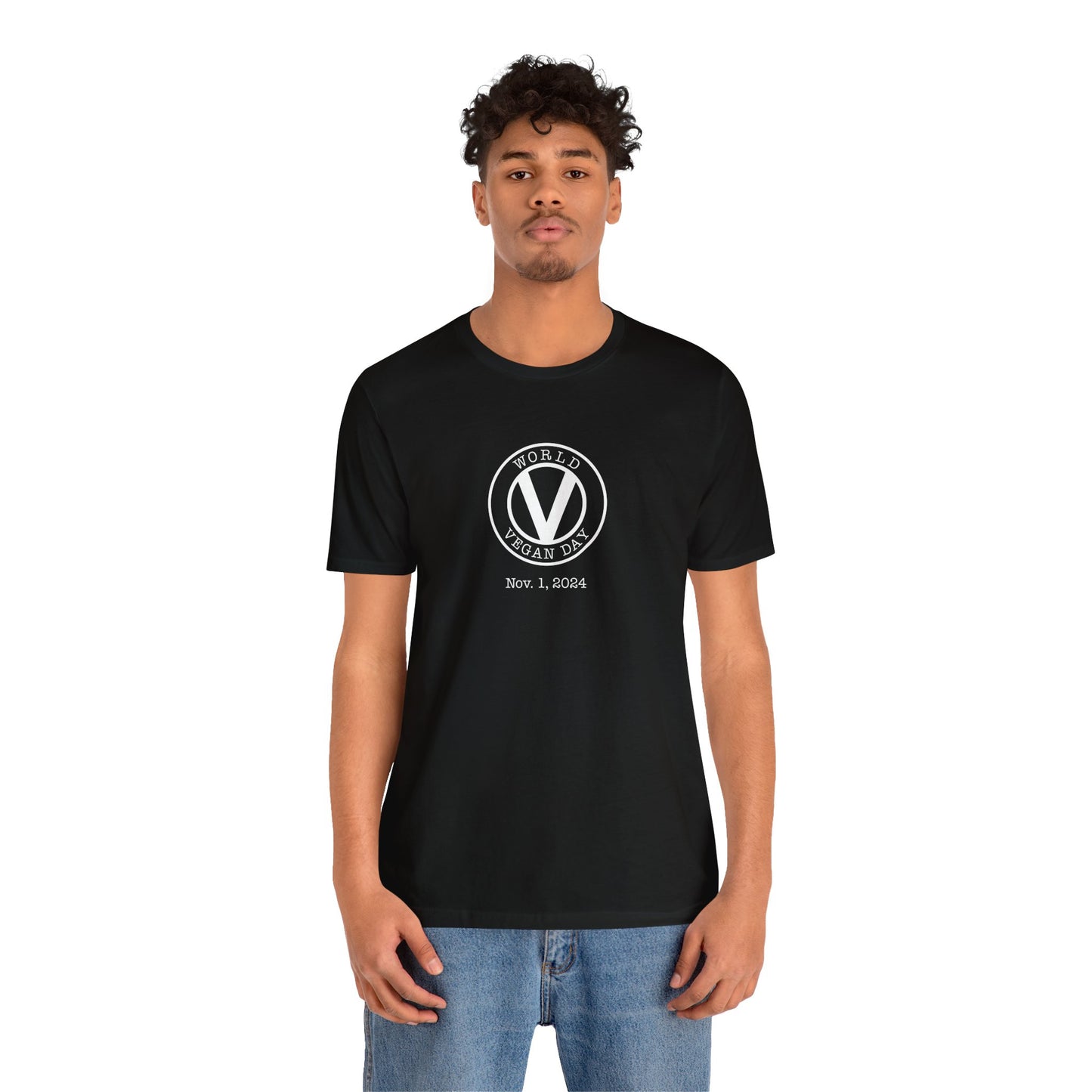 World Vegan Day - Circled V Unisex Jersey Short Sleeve Tee