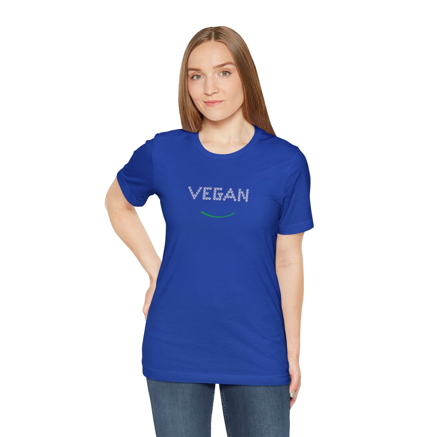 VEGAN with Circled V  Unisex Jersey Short Sleeve Tee