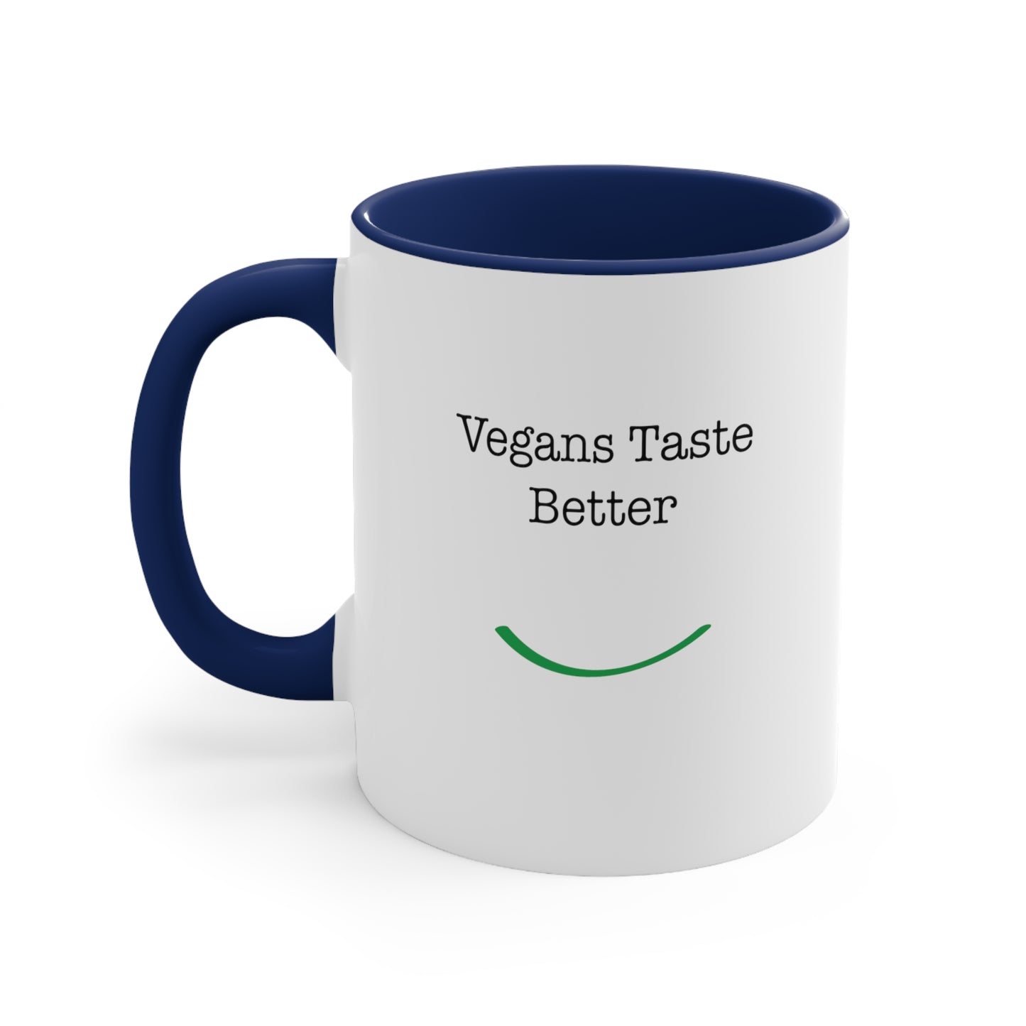 front view "Vegans Taste Better" purple accent mug on white background