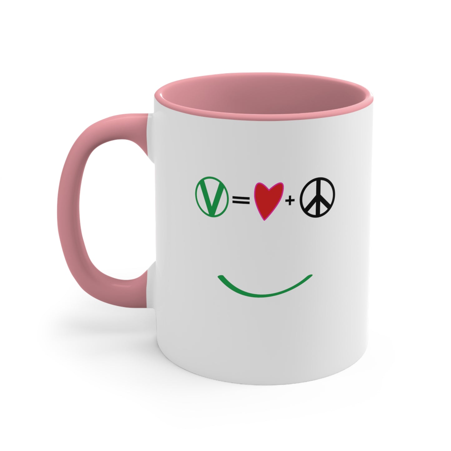 "Vegan = Love + Peace" - Accent 11 oz. Coffee Mug