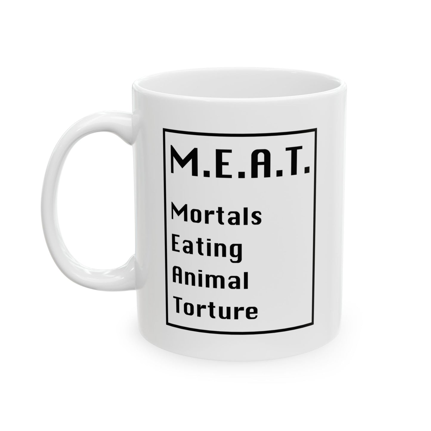 11 oz Vegan M.E.A.T. Mug (Black on White)