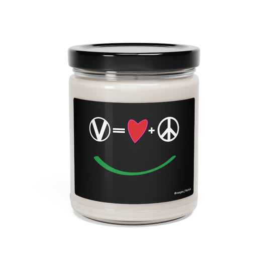 "Vegan = Love + Peace" - Scented Soy Candle, 9oz (3 available scents)