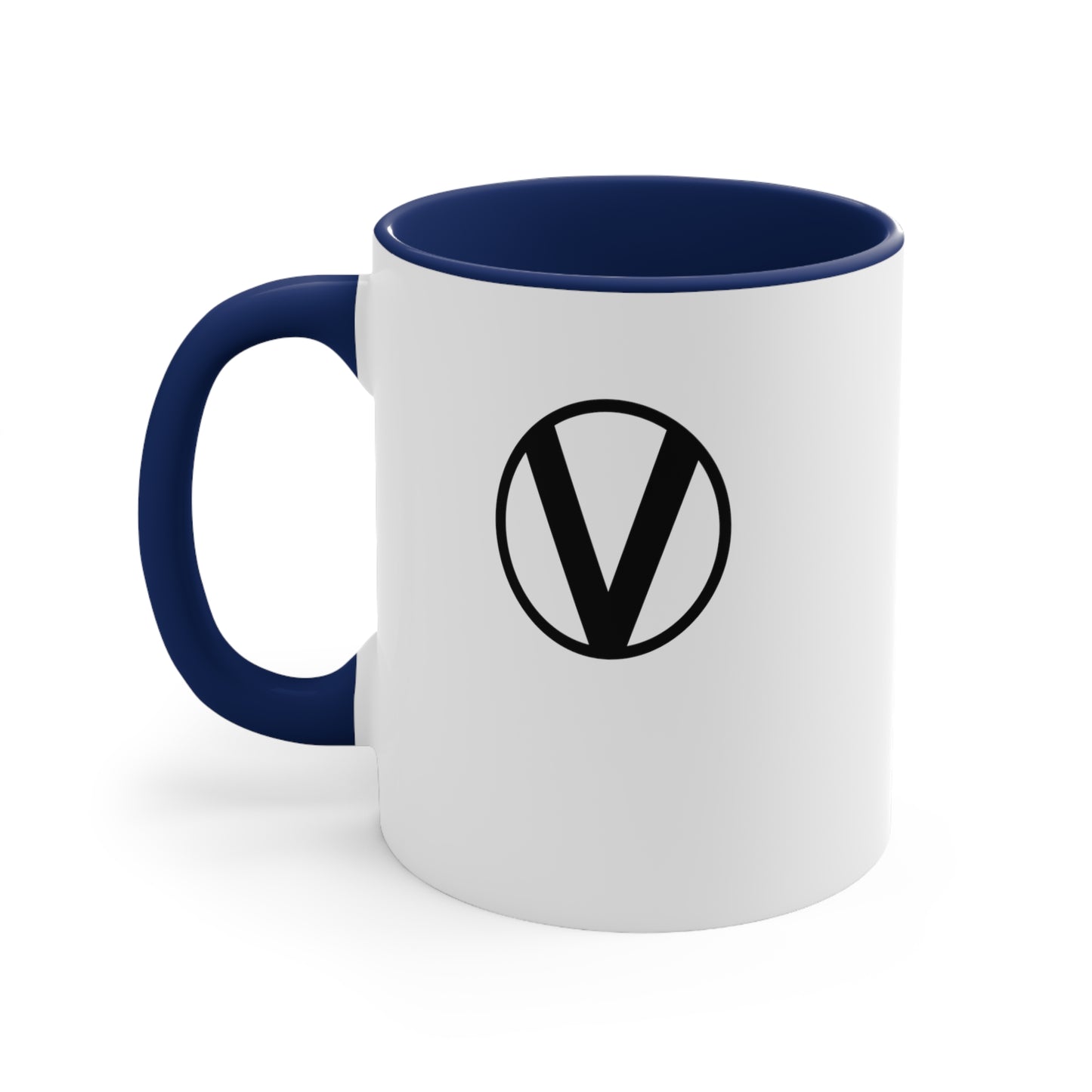 front Circle-V mug blue on white