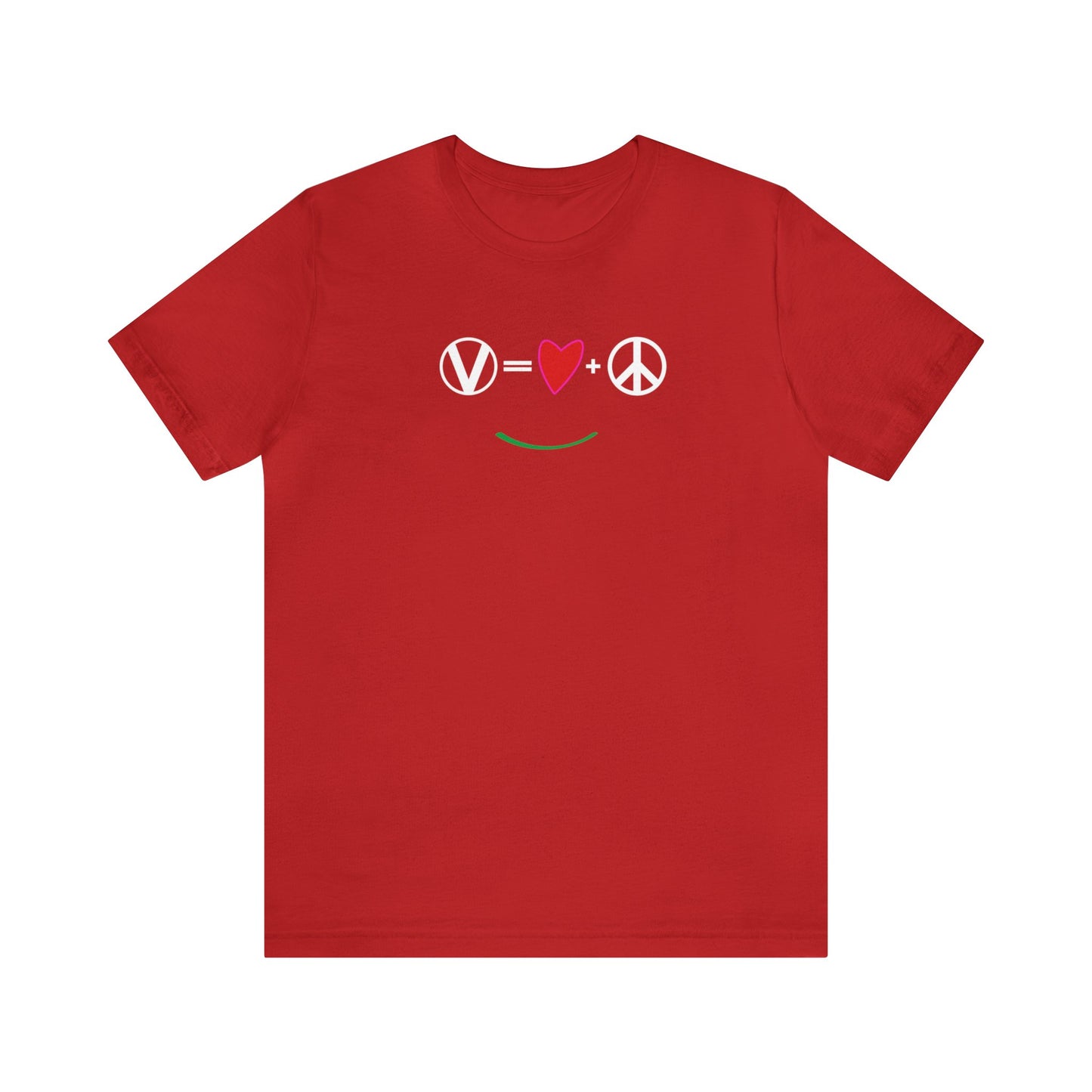 "Vegan = Love + Peace" - Unisex Jersey Short Sleeve Tee