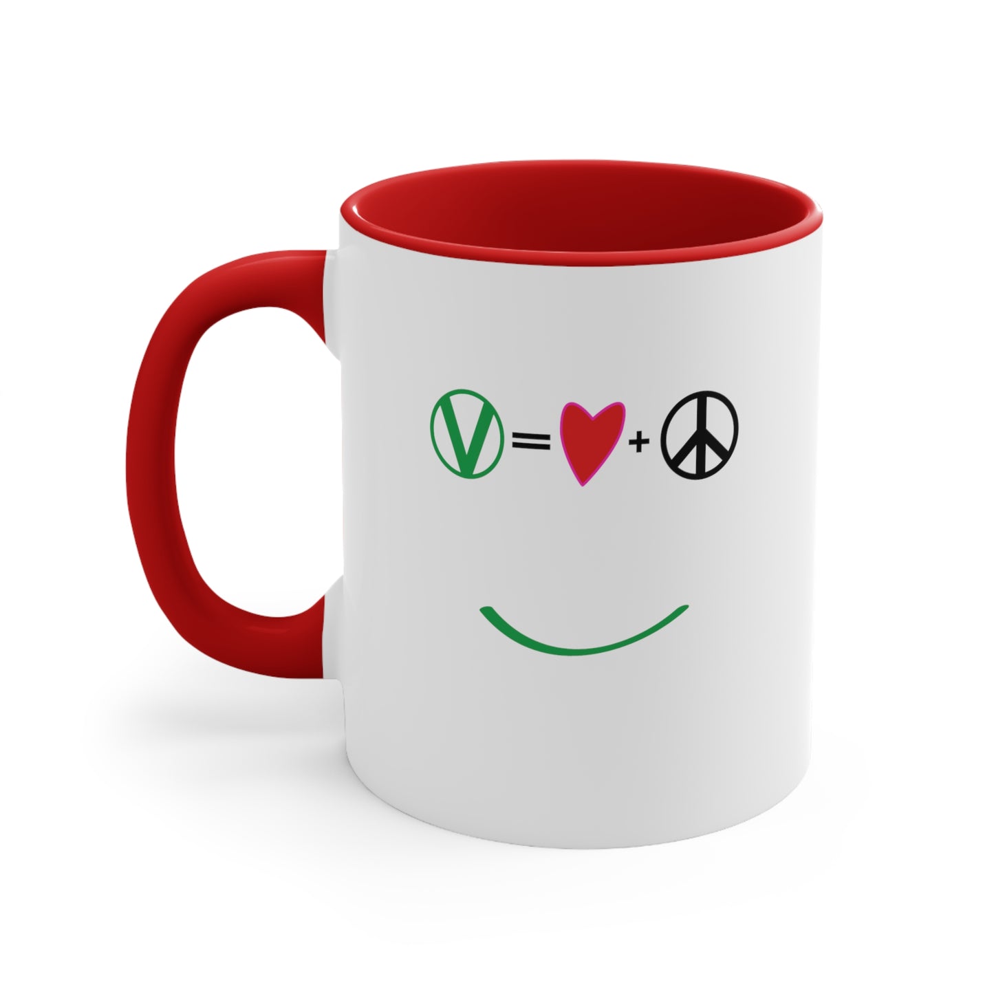 "Vegan = Love + Peace" - Accent 11 oz. Coffee Mug