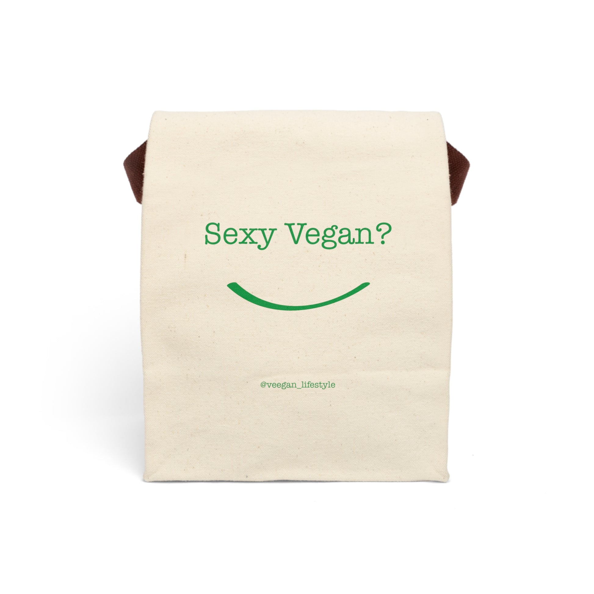 front "Sexy Vegan" reusable lunch bag on white