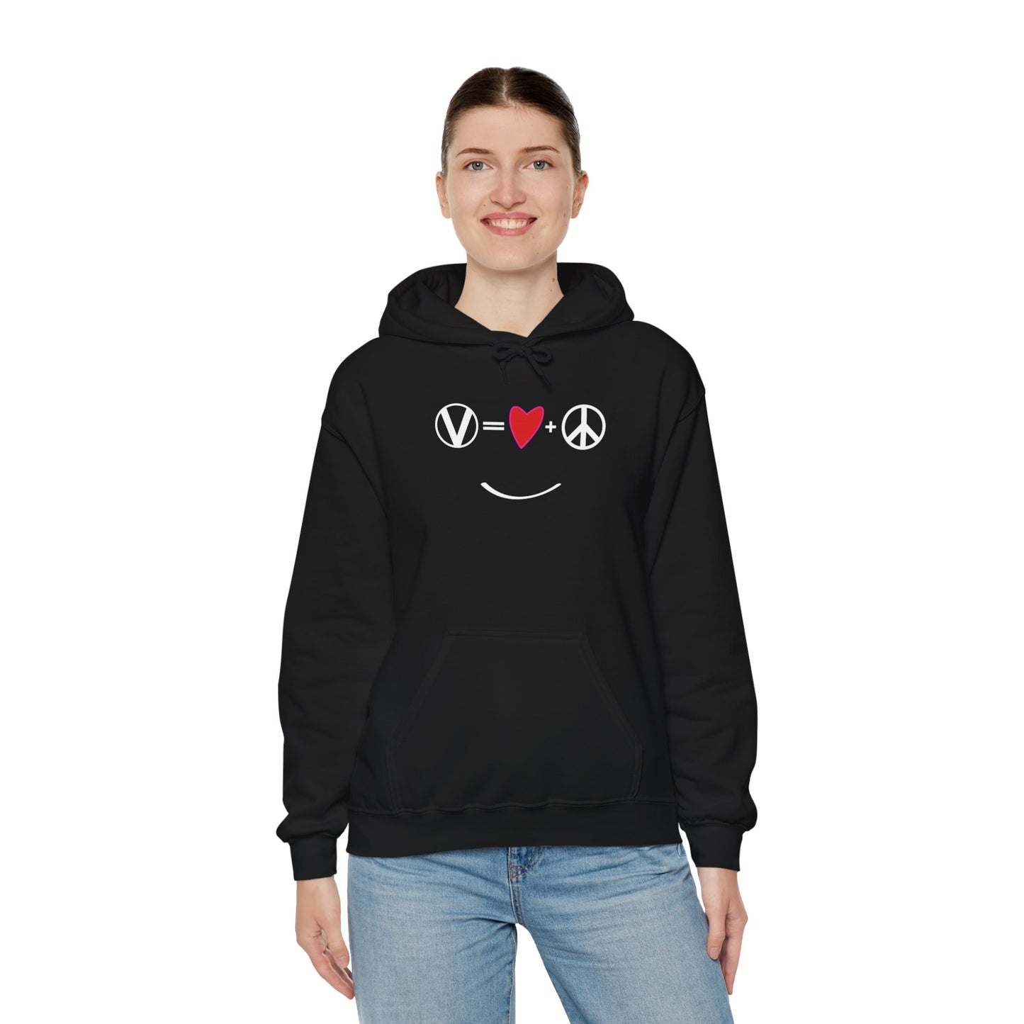 "Vegan = Love + Peace" Unisex Heavy Blend™ Hooded Sweatshirt