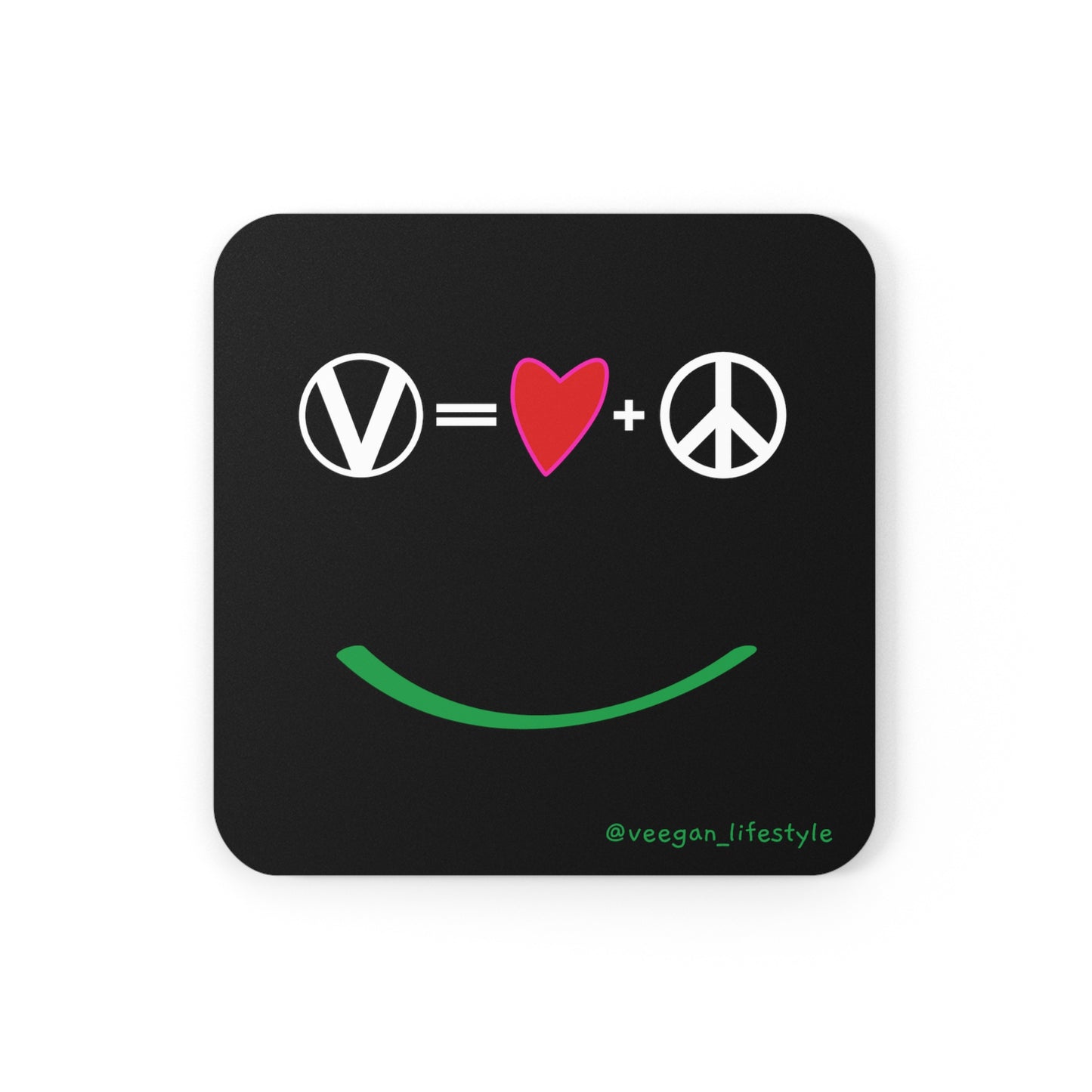 "Vegan = Love + Peace" - Corkwood Coaster Set  (4 Coasters)