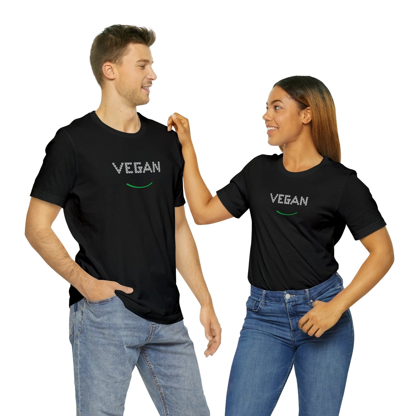 vegan v symbol smile, circled v  tee