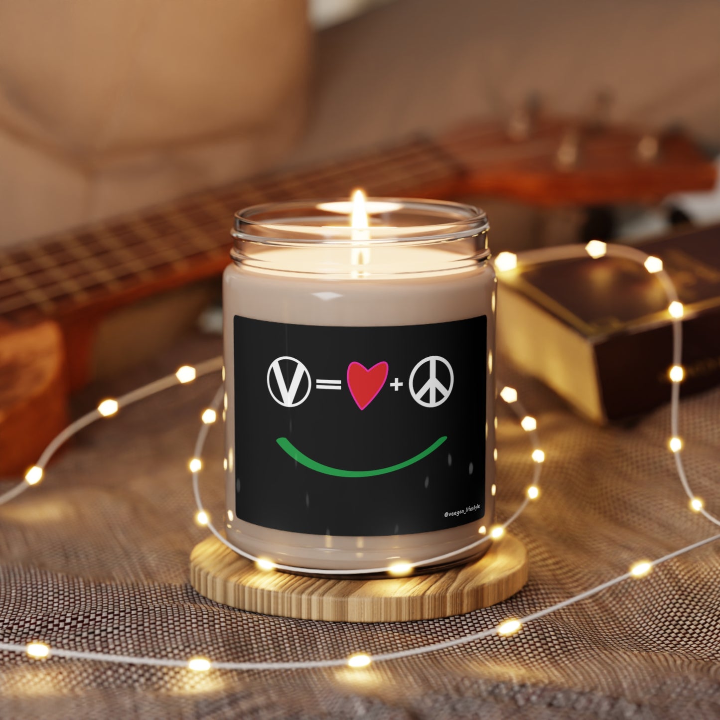 "Vegan = Love + Peace" - Scented Soy Candle, 9oz (3 available scents)