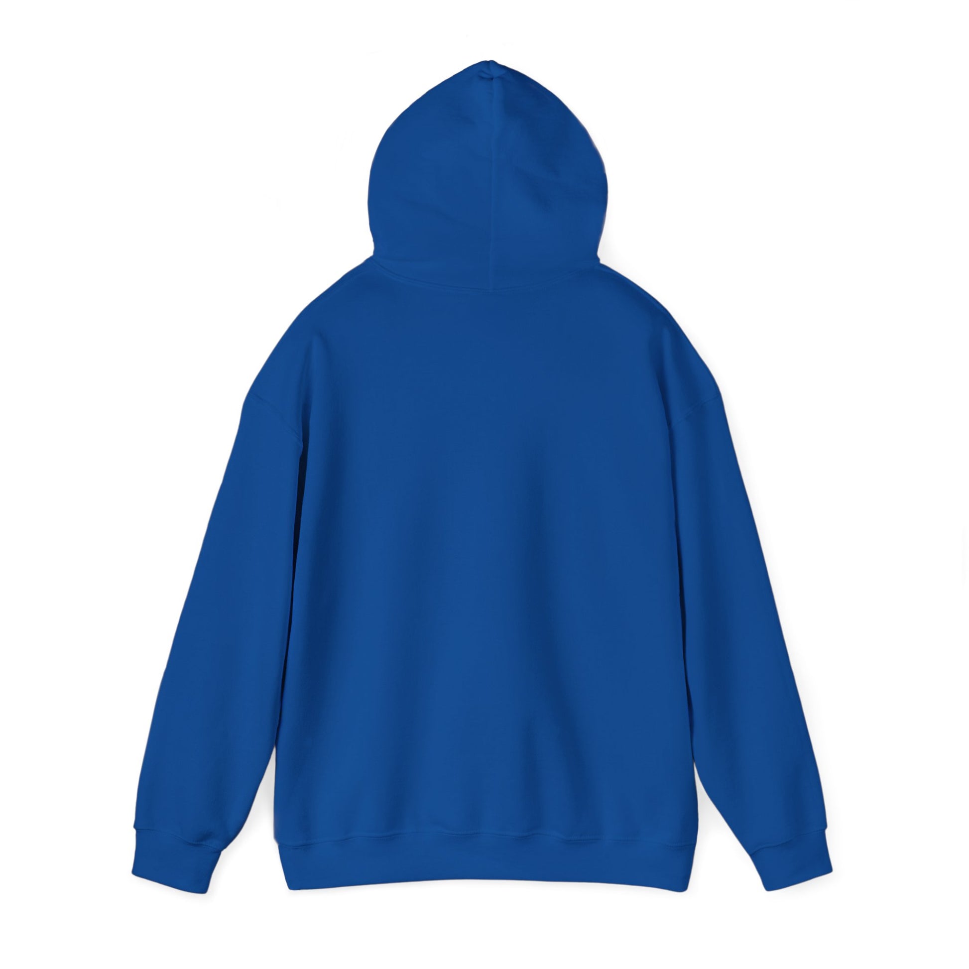 back "Sexy Vegan" blue hoodie with smile on white 