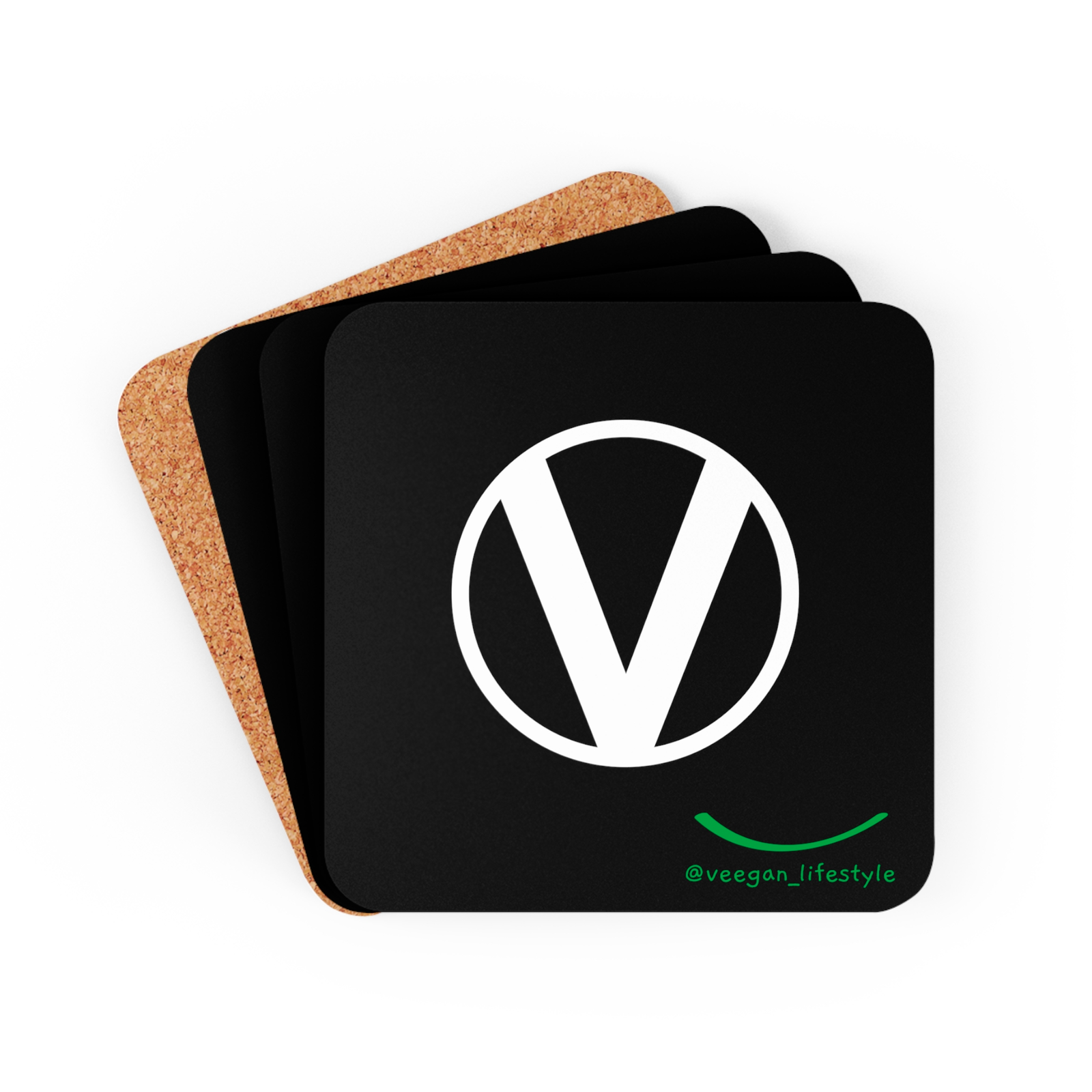 front Circle-V coasters on white stack of 4